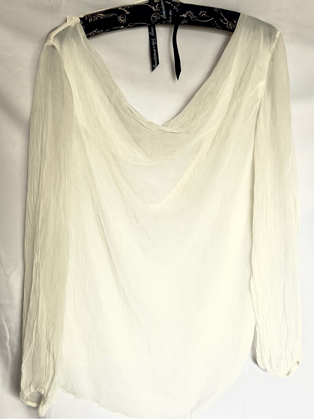 Vintage Italian Sheer Silk Ivory Blouse - Picture 2 of 4